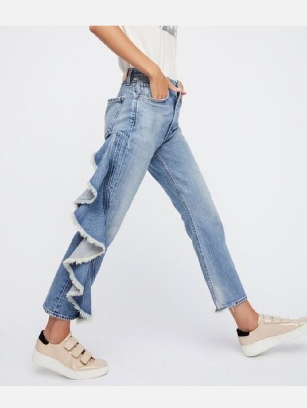 Citizens Of Humanity Estella Side Ruffle High-Rise Ankle Flare Jeans Size 26 Y2K